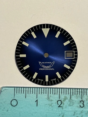 Rare NOS SQUALE 50 ATMOS 500 meters diver blue watch dial cadran Zifferblatt