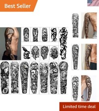 Extra Large Tattoo Stickers for Men  Women - 16 Sheets, Waterproof  Pain-Free