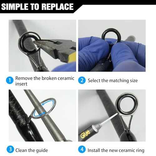 Fishing Rod Eyelet Repair Kit (w/ 13 Sizes 39 Pack Ceramic Inserts