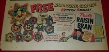 RARE 1950 Hopalong Cassidy Western Badges Wild Bill Post cereal premium ad