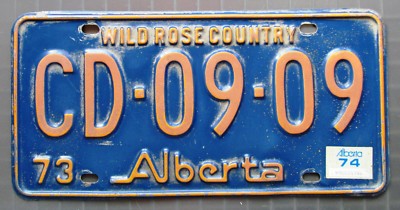 Alberta 1974 WILD ROSE COUNTRY SLOGAN License Plate # CD-09-09 | eBay
