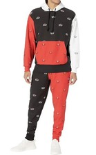 Champion Man 2p Set Reverse Weave Hoodie Jogger Black-red-white Size M V