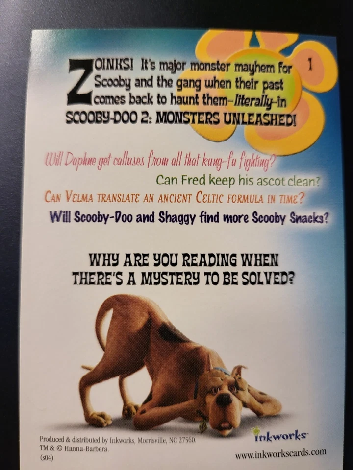 Inkworks Scooby Doo 2 Movie Trading Card #1 Header Card - Image 2 of 2