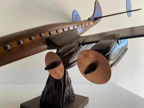 Modell Skulptur Flugzeug Lockheed Sternbild Holz geschnitzt 1940 - 1950 - Bild 5 von 19