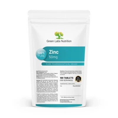 GREEN LABS NUTRITION Zinco Gluconato 50 mg – Alta Forza per Immunità, Pelle, Ormoni & Antiossidante