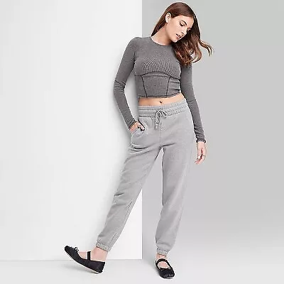 Women's High-Rise Tapered Sweatpants - Wild Fable Heather Gray XXS