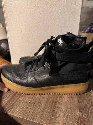 Nike SF Air Force 1 Men s High Top Leather Sneakers Black/Gum Rubber Outsole