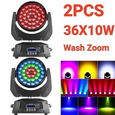 2PCS 36X10W RGBW LED Wash Zoom Moving Head Light DMX Beam Strobe Stage Lighting