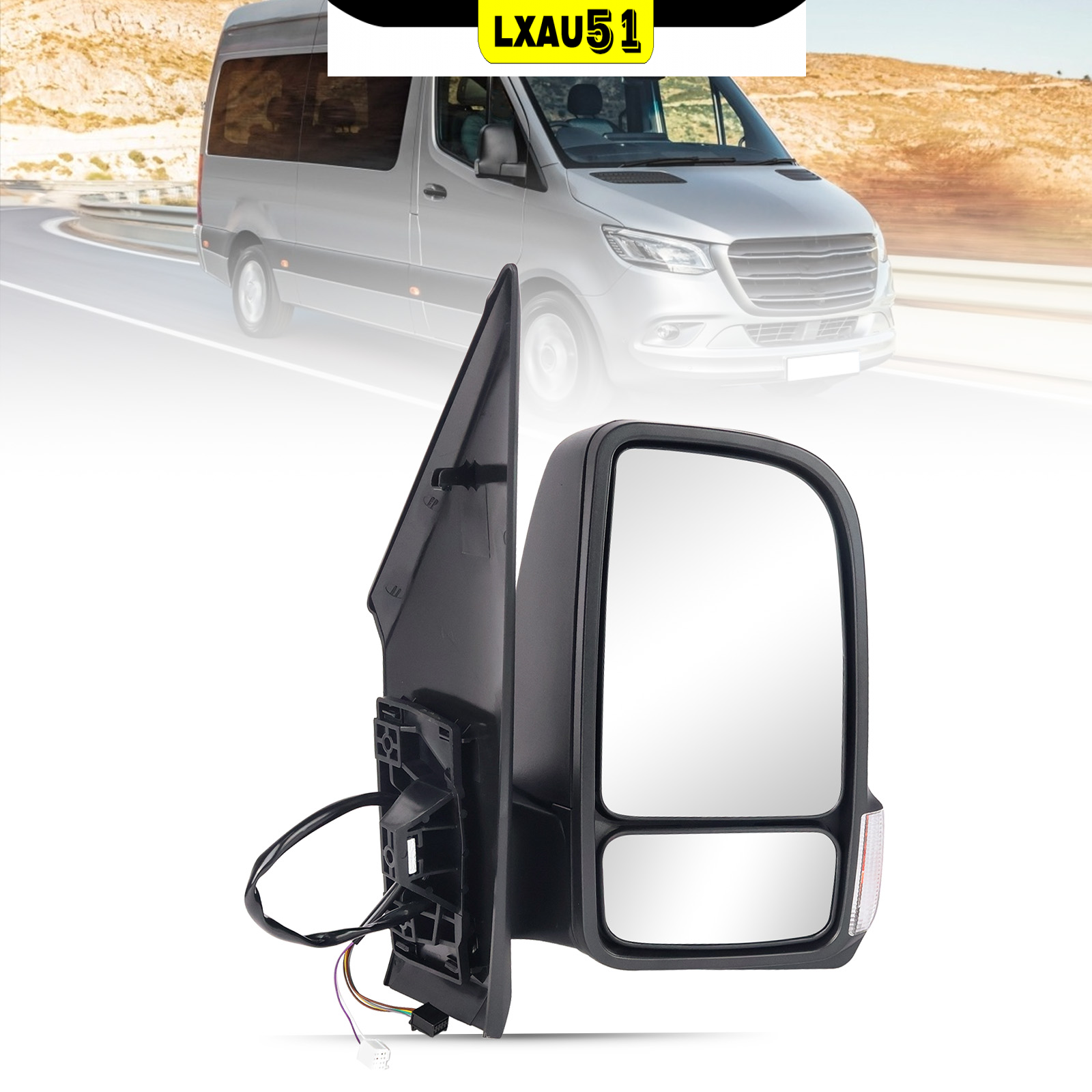 Right Side Mirror Black For Mercedes Sprinter 2019-2021 Long Arm Heated Mirror