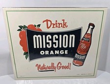Old - "Drink" Mission Orange California Soda MC Vintage 17x14 Cardboard Sign