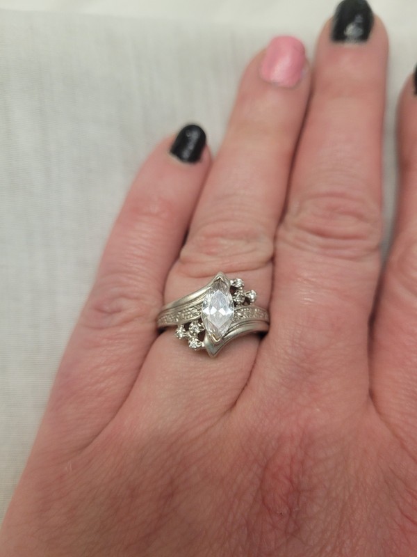 925 Ring White Lab Created Sapphire Size 6.5