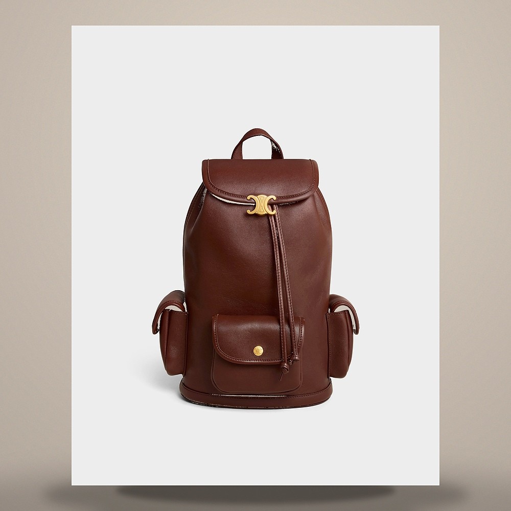 Celine Soft Triomphe Mini Backpack - Supple Shiny Lamb Deep Brown 158501275 [U] image 2