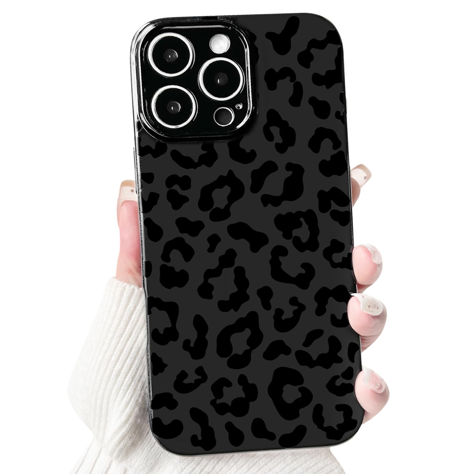 Coque iPhone 16 Pro Max léopard mignonne protégeant l'appareil photo