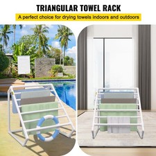 VEVOR Outdoor Towel Rack Pool Towel Rack 8 Bar Triangular White Freestanding UK