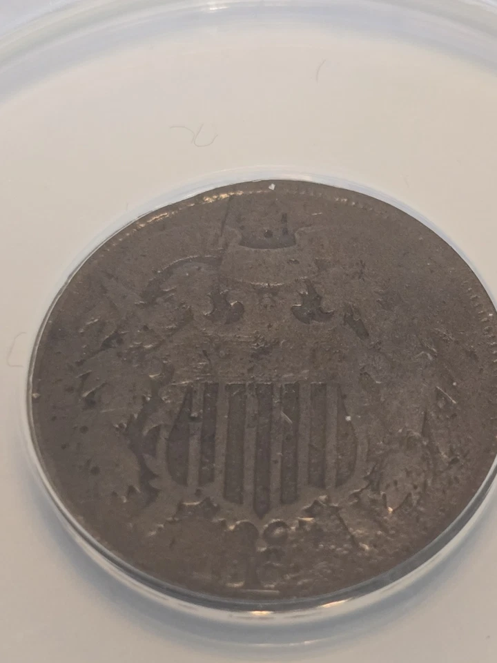 1864 ANACS 2C VG 10 LARGE MOTTO Two-cent piece, .02 Shield Coin Damaged Details - Image 2 of 4