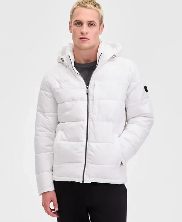 Michael Kors Men's Shine Puffer Jacket White Size M Style MMK63984