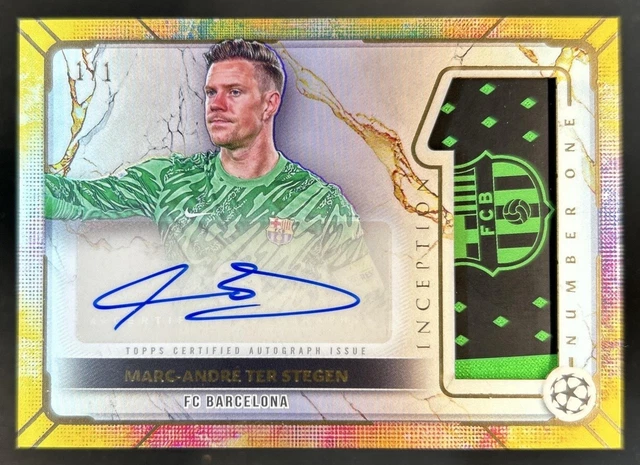 2024-25 Topps Inception Marc Andre ter Stegen Number 1 Patch Auto #1/1