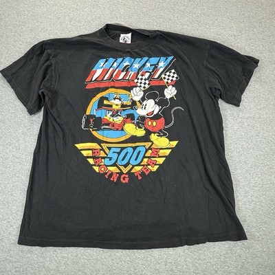 Vtg Mickey Mouse 500 Racing Team 90s Single Stitch Indy NASCAR Disney XL