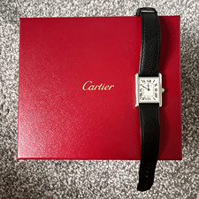 Cartier Tank Quartz Watch Black Leather Strap (Red WSTA0041) - Box and papers