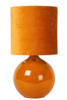 Tischlampe Stoff Schirm Glas Ockergelb Gold BüRo 47 Cm E14 Nachttisch Leuchte