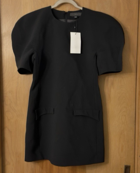 Zara Women's ZW Collection Short Mini Puff Shoulder Cocktail Dress Size M NWT