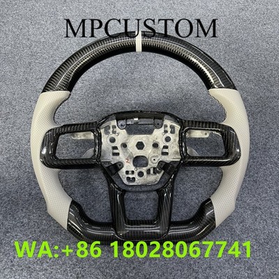 White Leather Carbon Fiber Steering Wheel Fit For Ford Mustang 2024 2025 GT S650