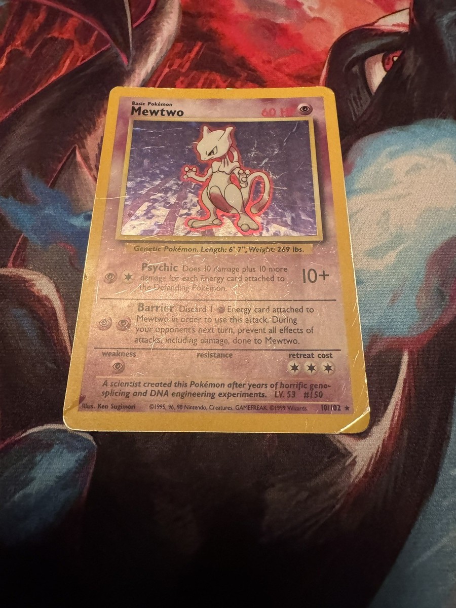 Mewtwo 10/102 HP Holo Rare Base Set Pokémon Card!