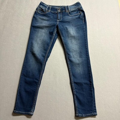 Myth of Jade Skinny Jeans Womens Size 10 Blue Denim Embroidered Pockets Stretch