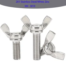 M4 M5 M6 M8 M10 201/White Zinc Butterfly Wing Screw Thumb Screws Wing Bolts