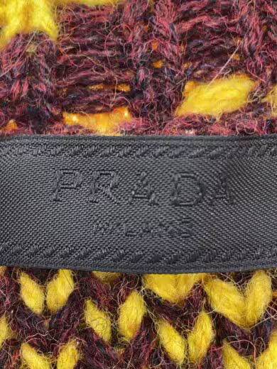 PRADA V-neck geometric ombr? knit sweater/ size L/ wool/ yellow/white/ AMAS 2021 thumbnail 3