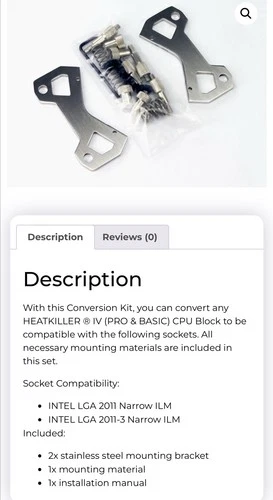 HEATKILLER IV Water Cool Conversion Kit Part#14072 For Pro Or Basic