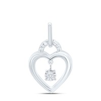 925 Sterlingsilber Echtem Diamant Damen Schwebende Offenes Herz Schloss AnhäNger