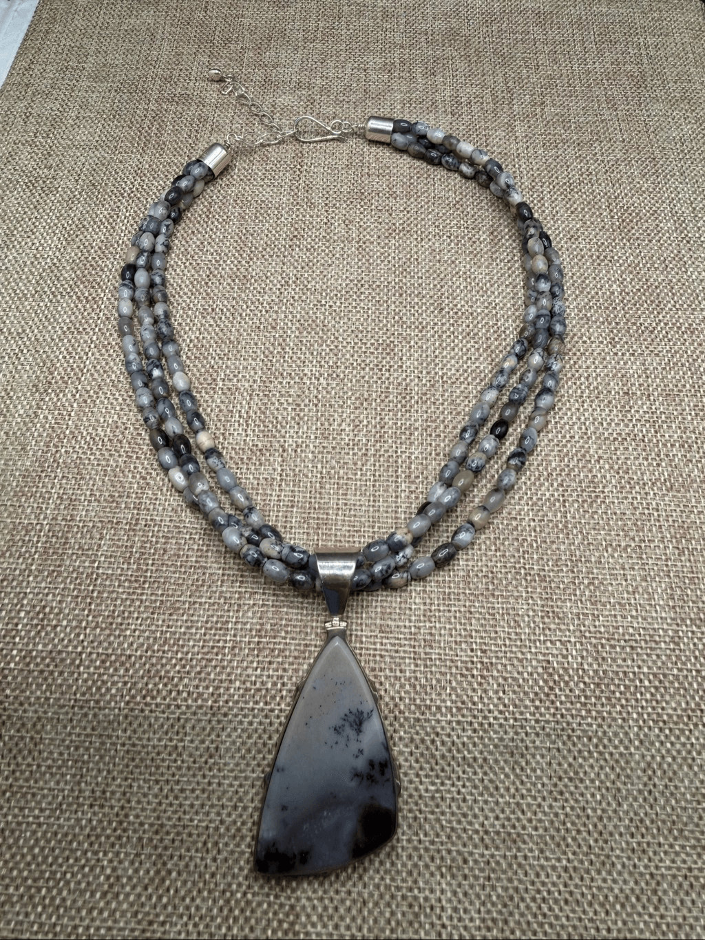 Dendritic Agate Sterling Silver Multi-Strand Neck… - image 3