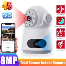 8MP 4K Dual Lens Camera 4G SIM Card Indoor Smart Home Webcam Color Night Vision