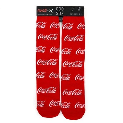 Odd Sox Coca-Cola Logo Crew Socks Mens Womens Coca Cola Coke Red Fun Gift