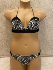 Victoria  s Secret Bikini Multicolored Geometric Crochet Mesh. Size Medium