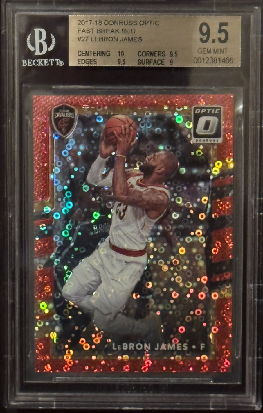2017-18 LeBron James #27 Optic Fast Break Red Prizm BGS 9.5 GEM  MINT 40/85