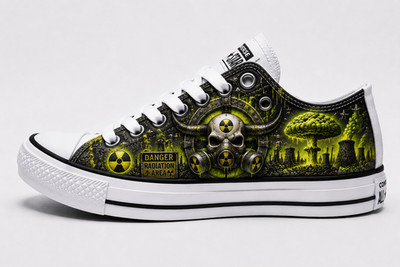 Custom Converse All Star Nuclear Apocalypse Radiation Skull Low Top Shoes