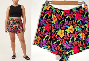 Vintage 80s/90s Jantzen Tropical Print Swim Shorts Made In USA Size 14