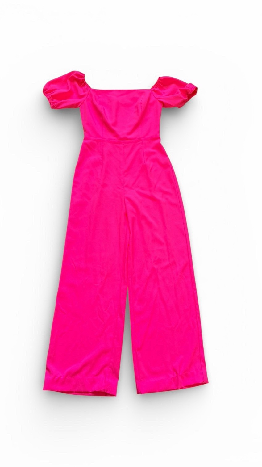 💗 Lilly Pulitzer Hot Pink Off-Shoulder Wide-Leg Jumpsuit – Pre-Owned size 2