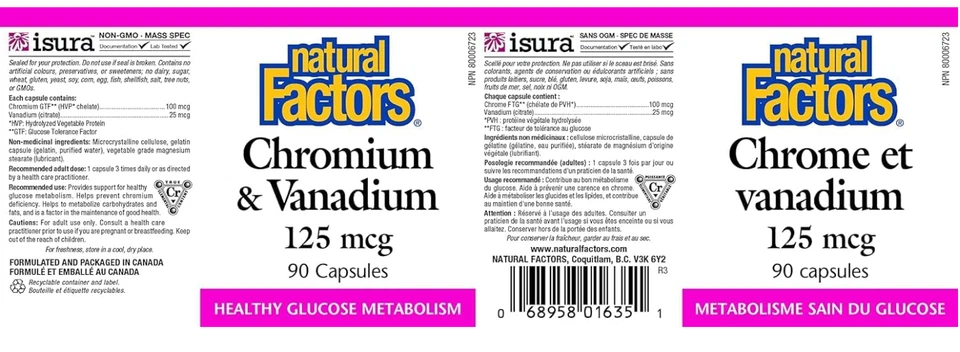 Cromo y Vanadio 125 mcg, Apoya el Metabolismo Saludable, 90 Cápsulas Foto 4 de 4
