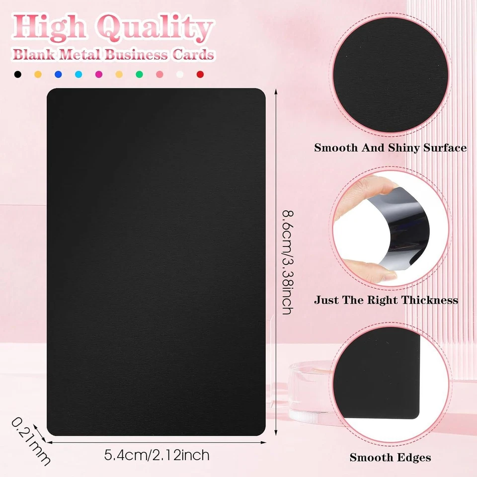 300 Pcs Metal Business Cards Blanks Bulk Multipurpose Black Aluminum Business - Image 4 of 4