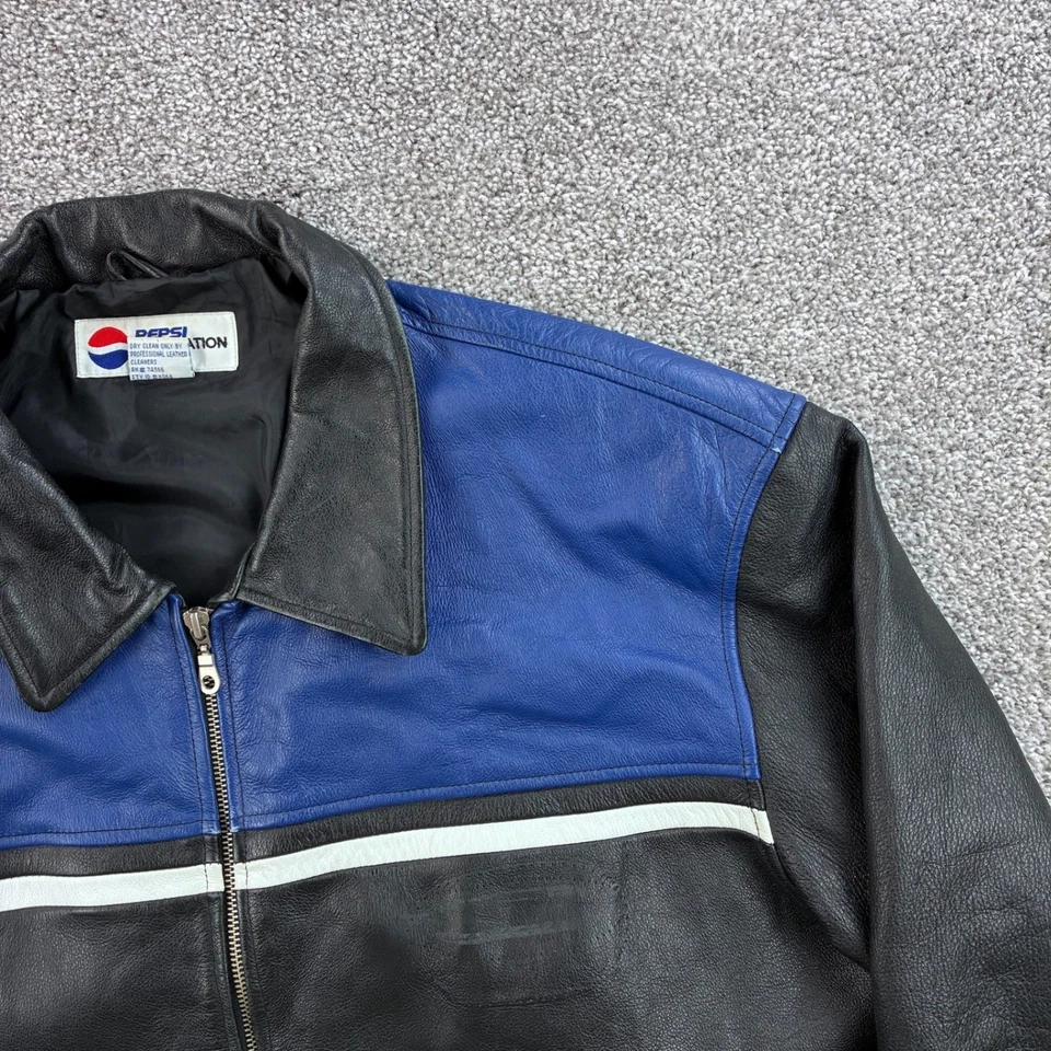 Chaqueta de Cuero Pepsi De Colección Para Hombre XL Azul Negro Racing Soda Generation Next Foto 2 de 4