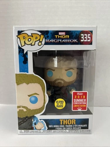 Funko POP! Marvel Thor Ragnarok Thor #335 2018 Summer Con. Ex. GITD w/Protector