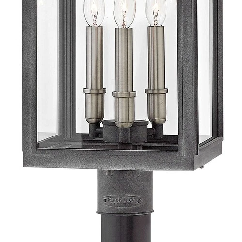 Hinkley Lighting 2911 Sutcliffe 120v 3 Light 20" Tall Post Light - Aged Zinc - Picture 4 of 6