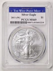 2011-(W) $1 1oz Silver American Eagle MS69 PCGS 36012218