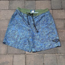 Vintage 80s Billabong Surf Swim Trunks Board Shorts Green Blue USA Made Size 33