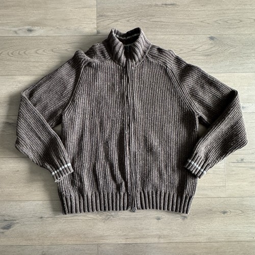 Gap Sweater Men’s XL Brown Chunky Knit Dual Full Zip Wool Blend Long Sleeve - Picture 1 of 17