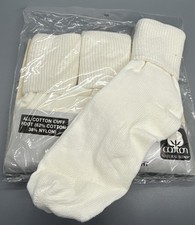 Vtg Lot Of 3 90s Anklet Cuff Cotton Blend Socks Girls Boys 7-8.5 NOS White