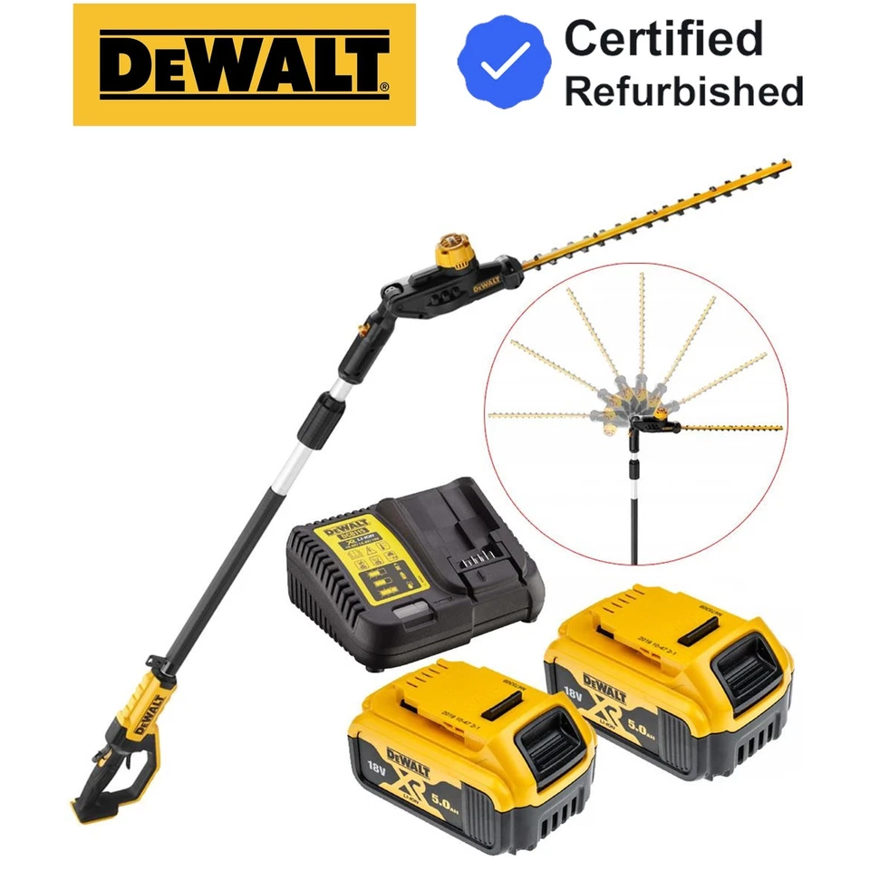 Dewalt DCMPH566P2 18v XR Brushless Pole Hedge Trimmer 55cm Long Reach 3.35m 5ah